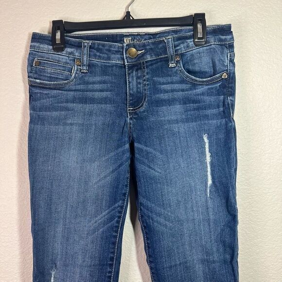 Kut From The Kloth Women's Distressed Jeans Tapered Denim Medium Wash Blue Size - Picture 2 of 8